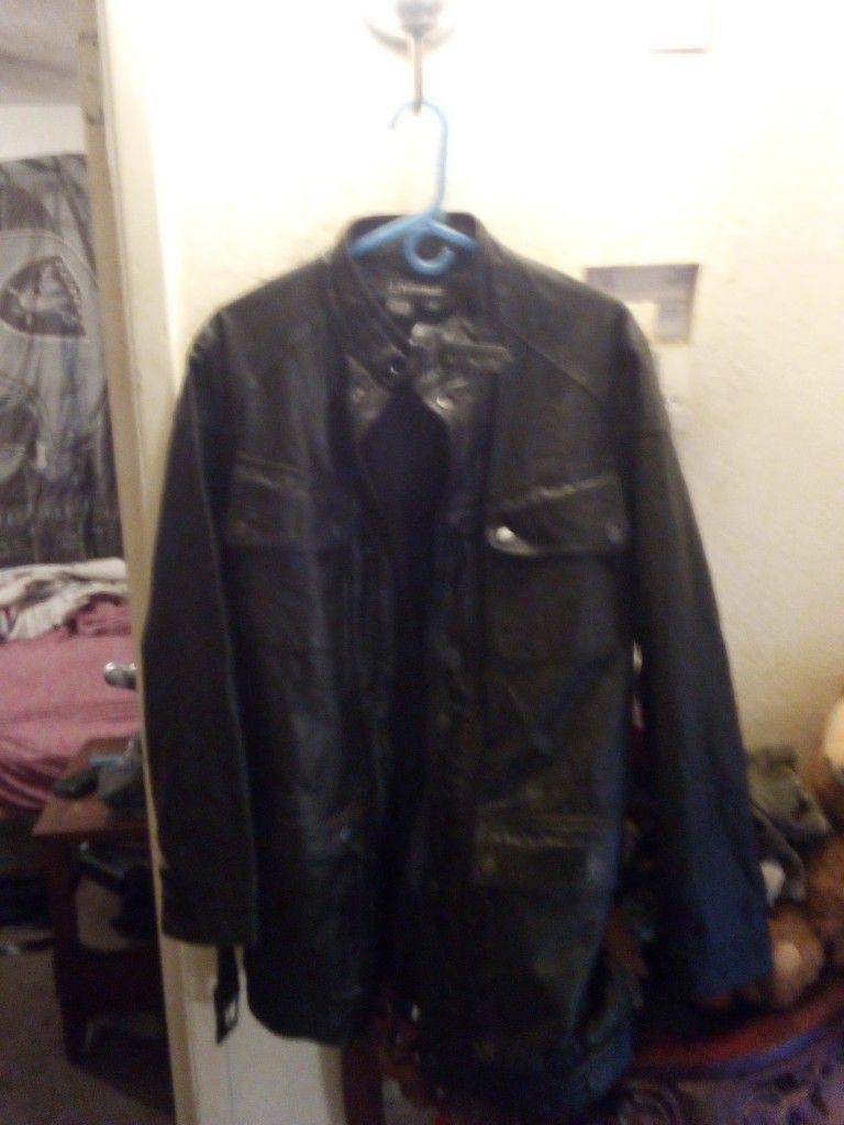 , J Peterman Black Leather Jacket