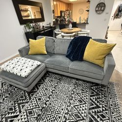 Fairfax steel Grey Sofa And Ottoman From Living spaces 