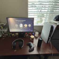 Whole PlayStation Set Up Monitor Controller Headset