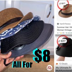 $8 For All like new 4 unisex Summer Hats adult sizes