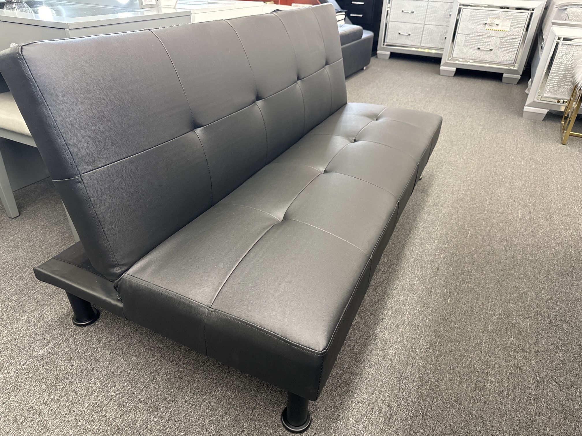 New Black Convertible Futon Sofa Bed