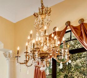 Brass & Crystal Chandelier