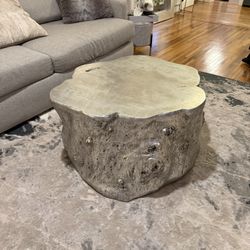 Log Silver Leaf Round Coffee Table 