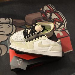 Jordan 1 Low White Ghost Green Black Sz 8