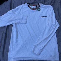 white Burberry Long Sleeve 