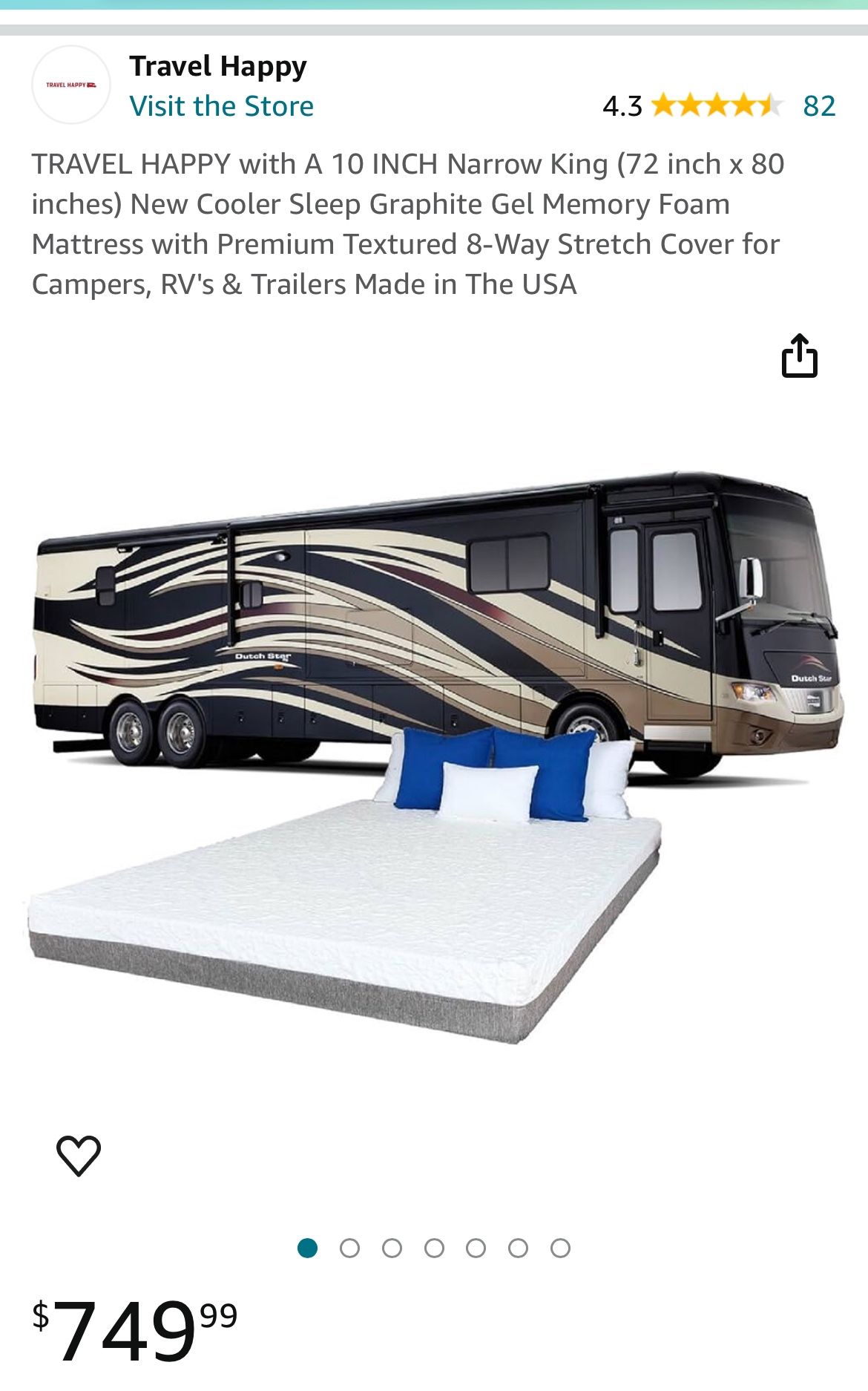 Camper MATTRESS Brand New King CAMPER/RV/ Motor Home