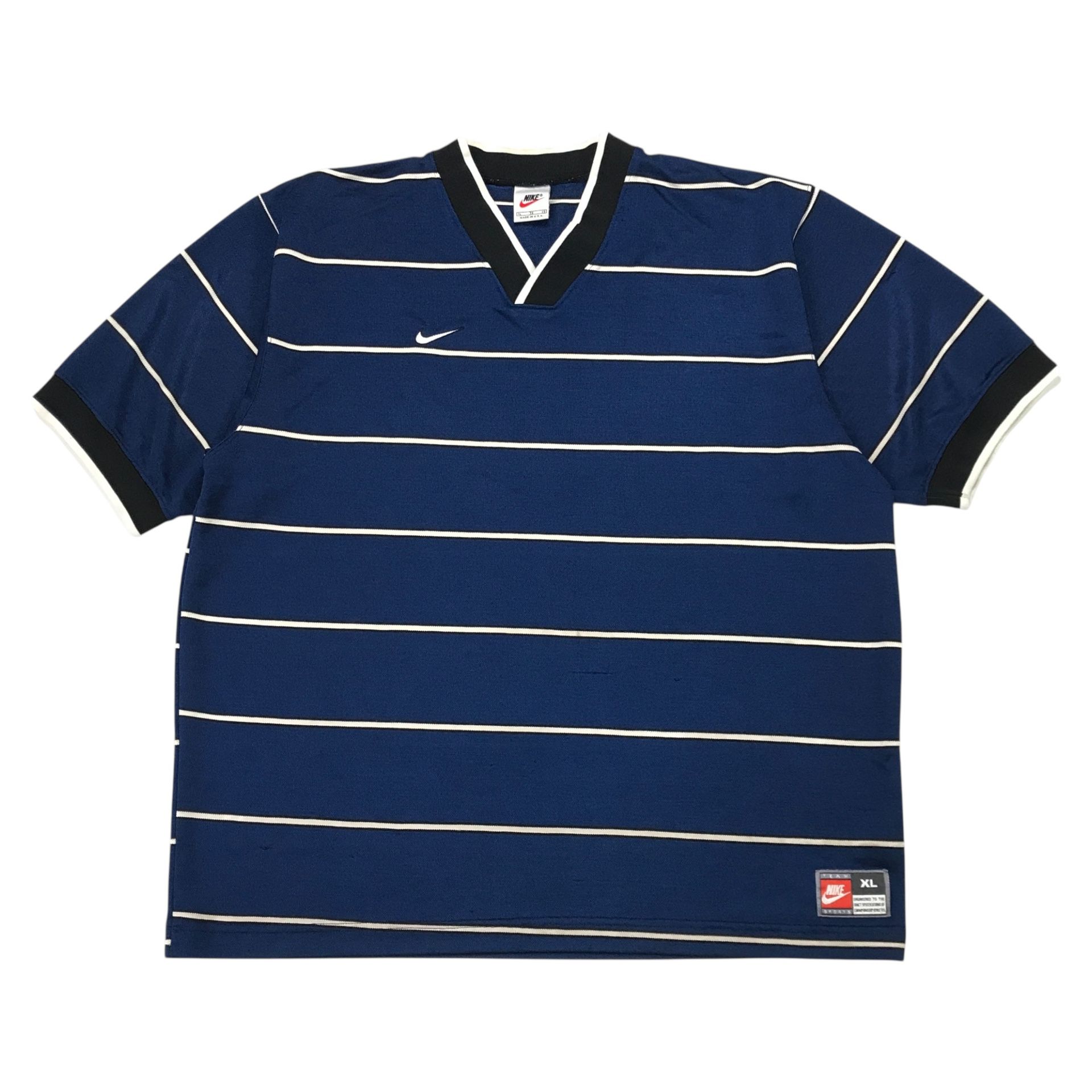 Vintage Nike Team Shirt Jersey Mens XL Blue Striped Soccer Futbol Mini Swoosh