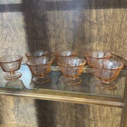 Pink Depression Glass Sherbet Cups 