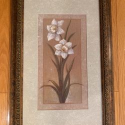 Wall Decor Art Picture Frame 26” x 17” Flowers, Floral 