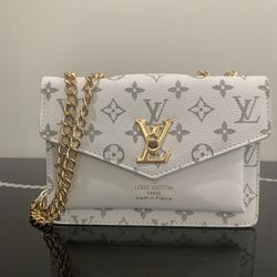 White and Gray Gold accent Women's Crossbody Bag
