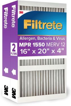 Filtrete 16x20x4 Air Filter MERV 12 - 2 Pack, Fits Lennox/Honeywell