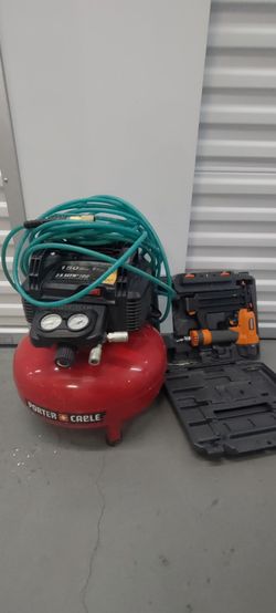 Porter-Cable 6 Gallon Air Compressor with Nail Gun, and 50' air hose