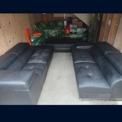 Black Leather Sofa Couch 