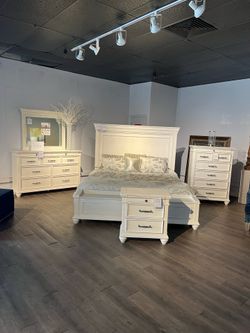 White 4PC King Bedroom Set