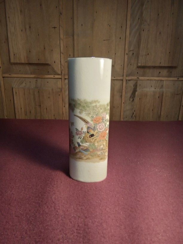Vintage Japanese Birds & Flowers Single Porcelain Bud Vase 