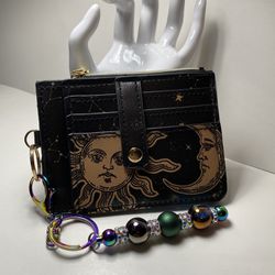 Slim ID  Wallet With Focal Beaded Keychain