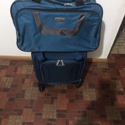 Blue Suitcase And Bag Set , 8 X 16 X 14