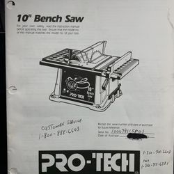 PRO-TECH 10” Bench saw