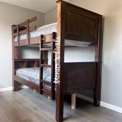 Solid Wood Twin/Twin Bunk Bed With Both Mattresses $800
