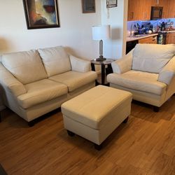 Ashley Leather Loveseat, Chair, Ottoman