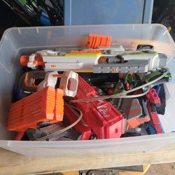 Large Lot Of Nerf Guns And Supplies