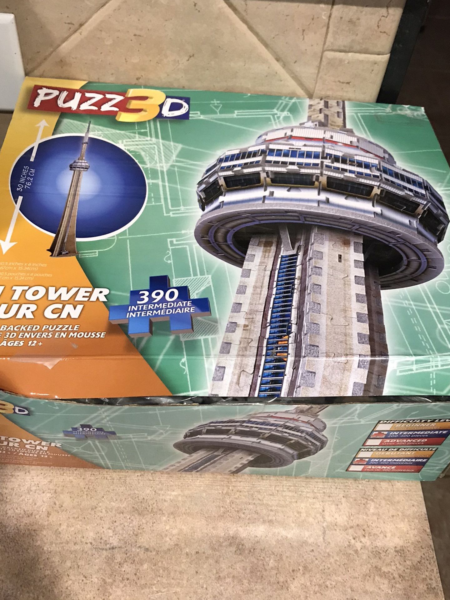 NEW Puzz 3D CN Tower Tour CN 390 PC Form Backed Puzzle