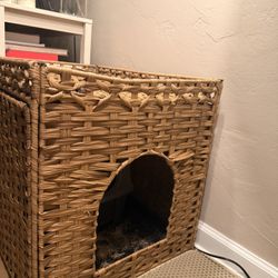 Wicker Boho Style Litter Box Enclosure 