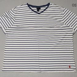Polo Ralph Lauren 2XL V-Neck White & Navy Blue Stretch Comfort Cotton Short...