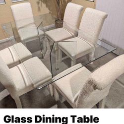 Glass Table An 6 Fabric Chairs $345 All Of Them 