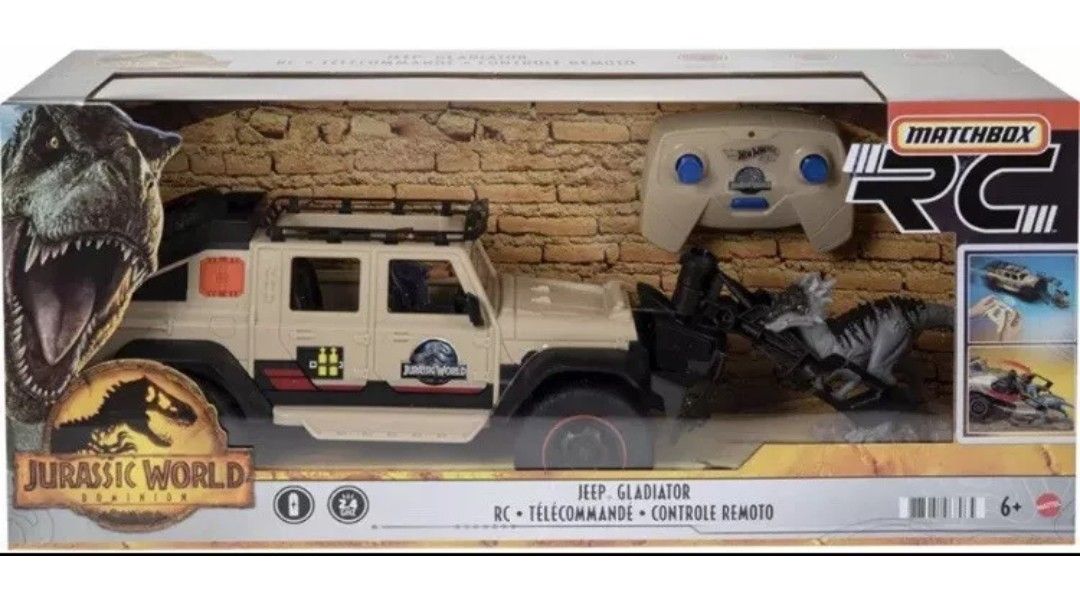 Matchbox Jurassic World 1:18 R/C JEEP Gladiator w Dracorex Dinosaur Figure NIB