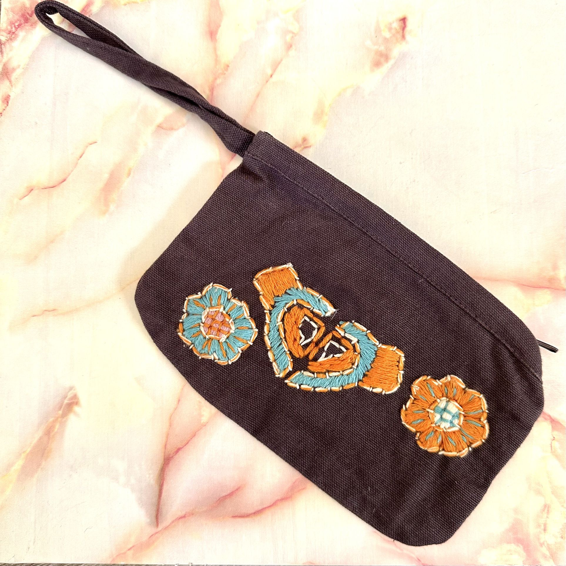 Roxy Brown Embroidered Coin Purse