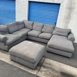 Huge Sectional Couch Gray With Ottoman 🛋