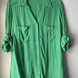 Green Button Down