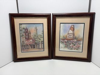 Anni Moller Signed Atlanta Landmark Prints - Fox Theatre & Marietta Big Chicken signed numbered