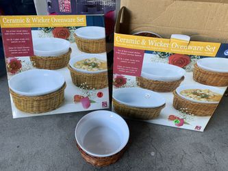Ceramic & Wicker Ovenware set