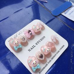 🎀My Melody Pink Kawaii Press - on Nails | Sweet Girly Manicure