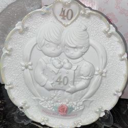 Precious moments 40th anniversary plate with stand $30