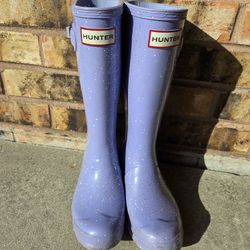 Girls Size 2 Lavender Hunter Boots Wellies Purple Sparkles