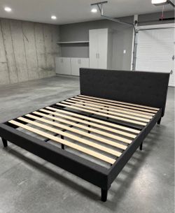 Shalini Upholstered Platform King Size Bed Frame Gray