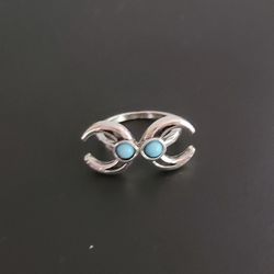 DOUBLE LUCKY TURQUOISE FASHION NEW SIZE 7 RING 