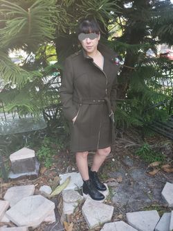 Michael kors dark moss coat deals