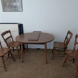 Vintage Antique Table And Chairs Solid Condition