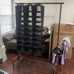 Clothes rack with shoe rack