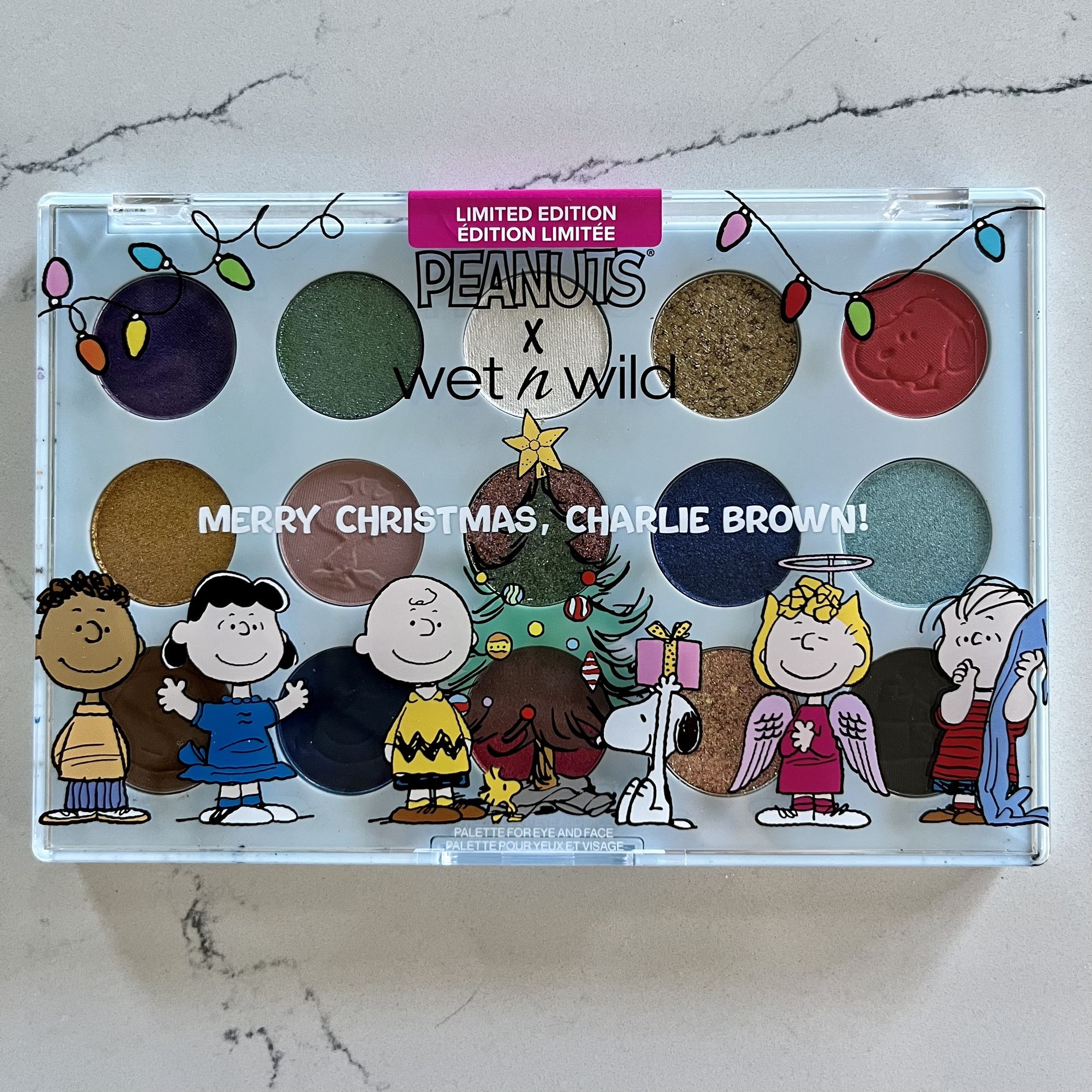 New! wet n wild Peanut Collection Merry Christmas Charlie Brown! Palette for Eye & Face