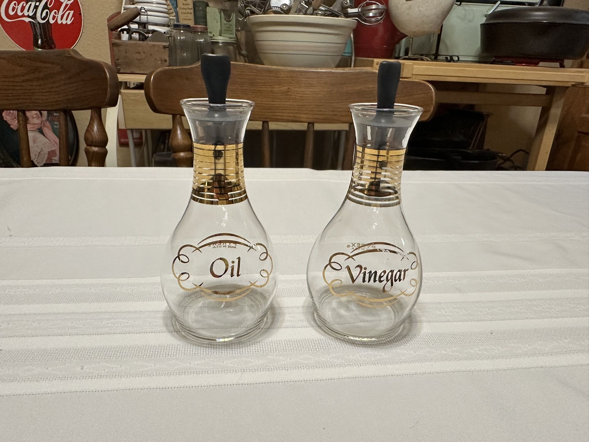 Vintage MCM Pyrex Oil & Vinegar Cruets