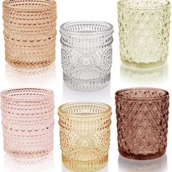 24 pcs Fall Votive Candle Holders, 6 Colors 3 Patterns Tealight Candle Holders for Wedding Table Centerpiece Birthday Party Decoration