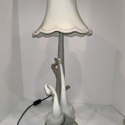 NAO Lladro Porcelain Lamp with two Geese Made in Spain Vintage