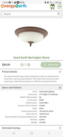GOOD EARTH LIGHT FIXTURE
