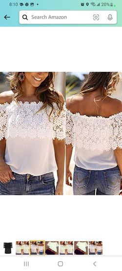 BGTEEVER Fashion Summer Lace Crochet Off Shoulder Chiffon Shirt Casual Tops Blouse White

New never used 
Size S
Has no tag
Fits true to the size : re