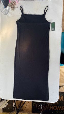 Wild Fable Black Ribbed Cami Maxi/Midi Dress Size L New with Tags